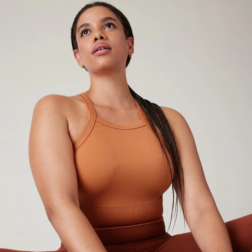 Aurora Seamless High Neck V-Back Tank Orange XS